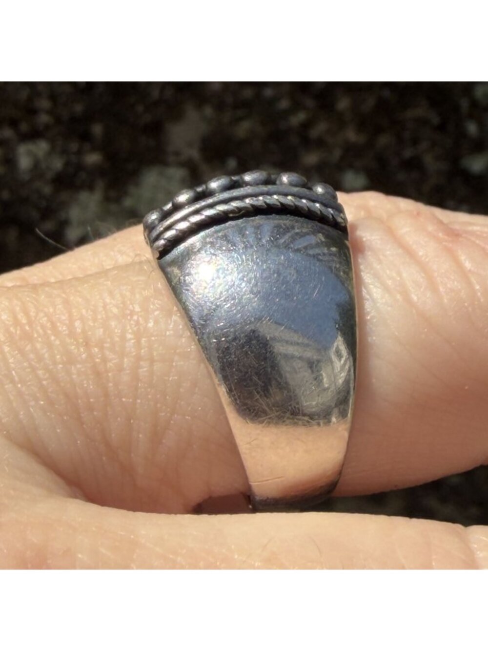 Vintage Sterling Silver 925 Bali Design Ring Size 8 58 Wide Cigar Band Bohemian - Picture 10 of 12